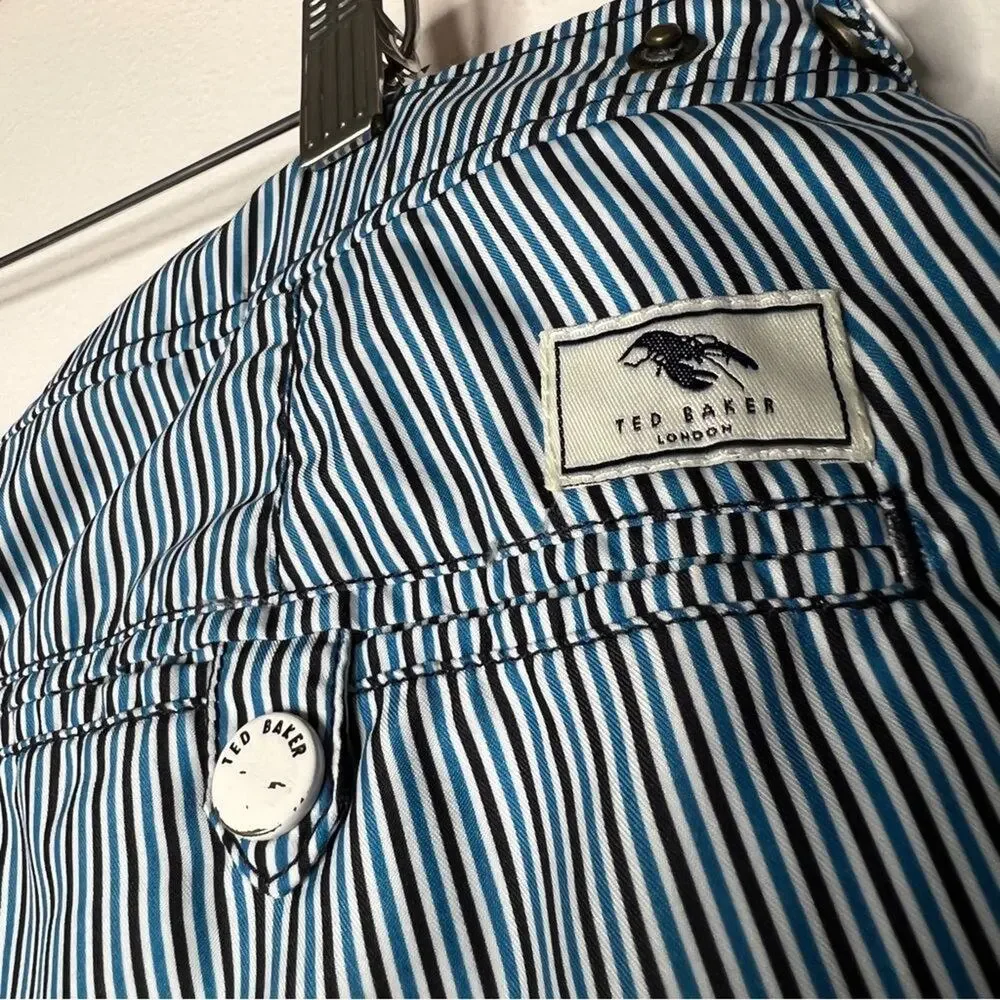 Ted Baker Swim Trunks Lobster Blue Stripe Preppy Country Club Euro Size 6 / 2XL